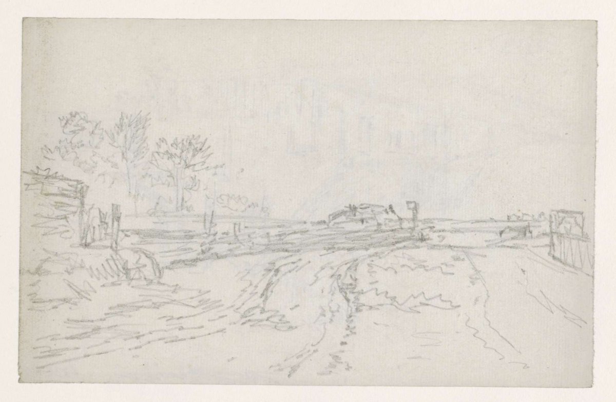 Sandy road with some farms, Georges Michel, 1773 - 1843