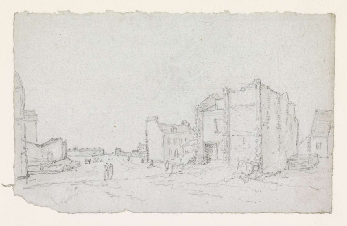 Half demolished houses on edge of town, Georges Michel, 1773 - 1843