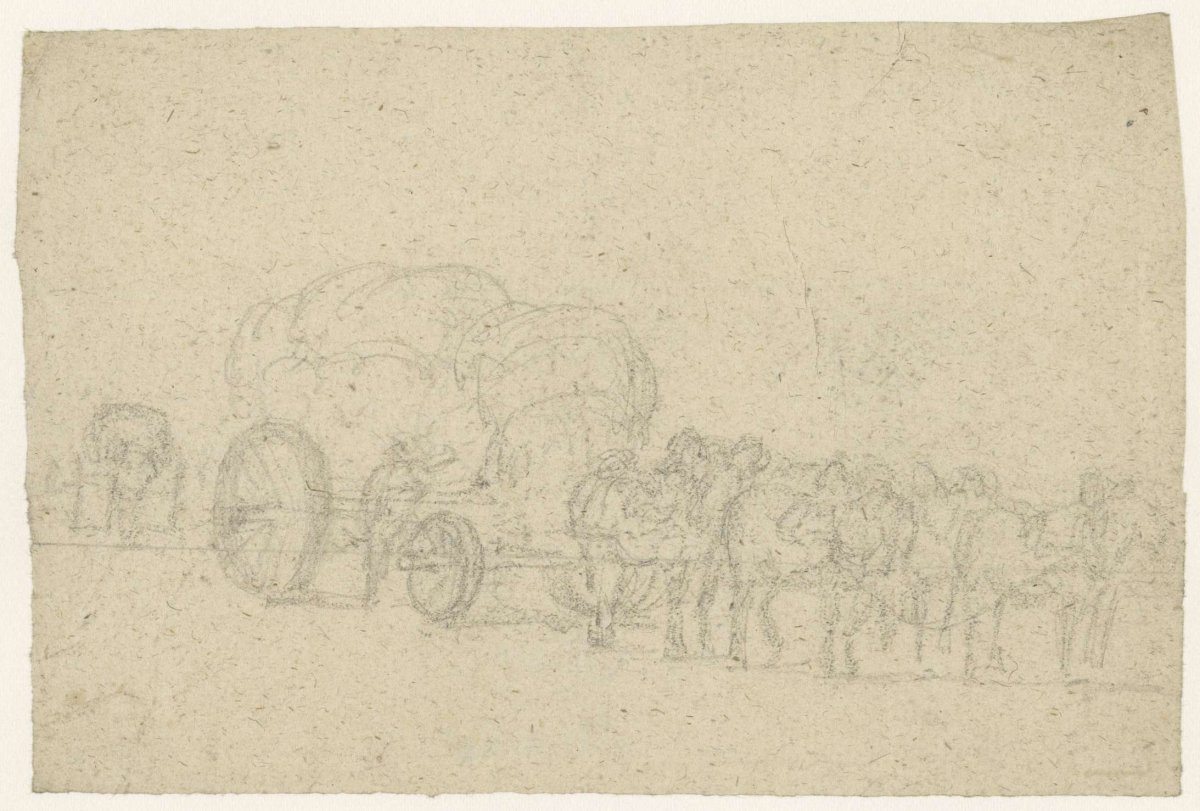 Six span horses in front of a highly loaded truck, Georges Michel, 1773 - 1843