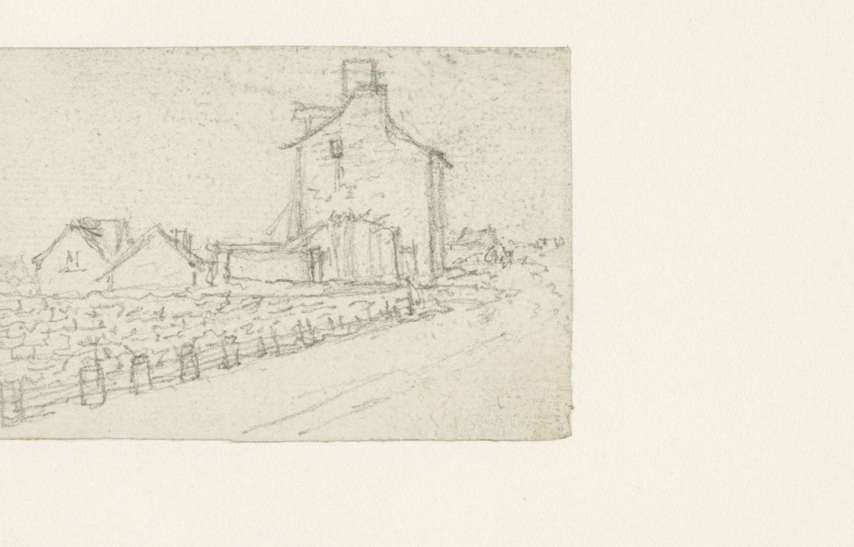 Road with wall along it leading to a house, Georges Michel, 1773 - 1843