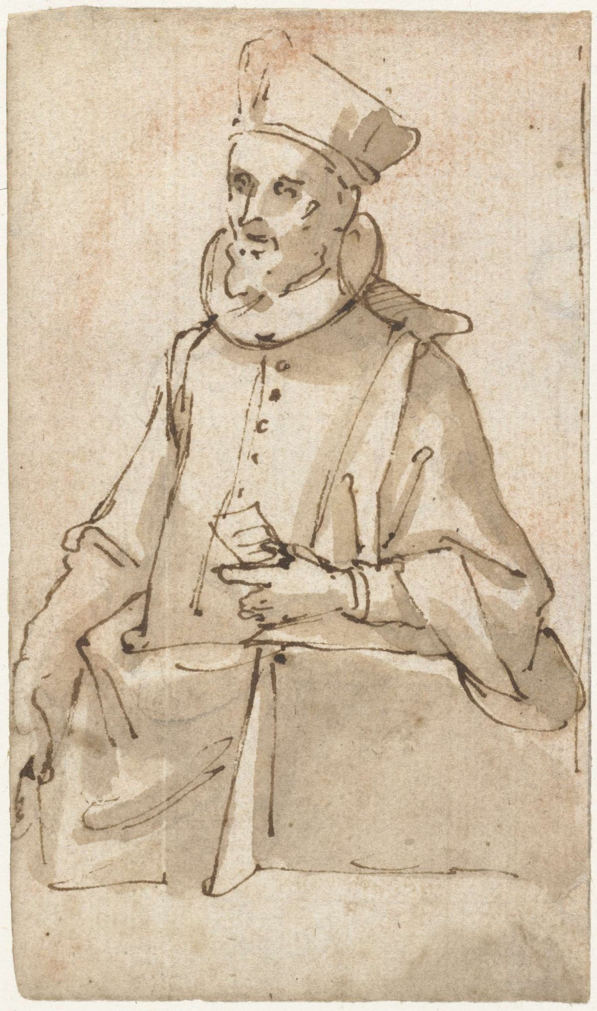 Portrait of a standing man at a pulpit, Federico Zuccaro, 1550 - 1609