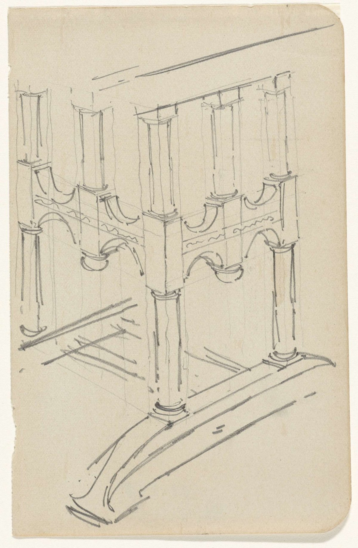 Sketch of the base of a small table, Gerrit Willem Dijsselhof, 1876 - 1924