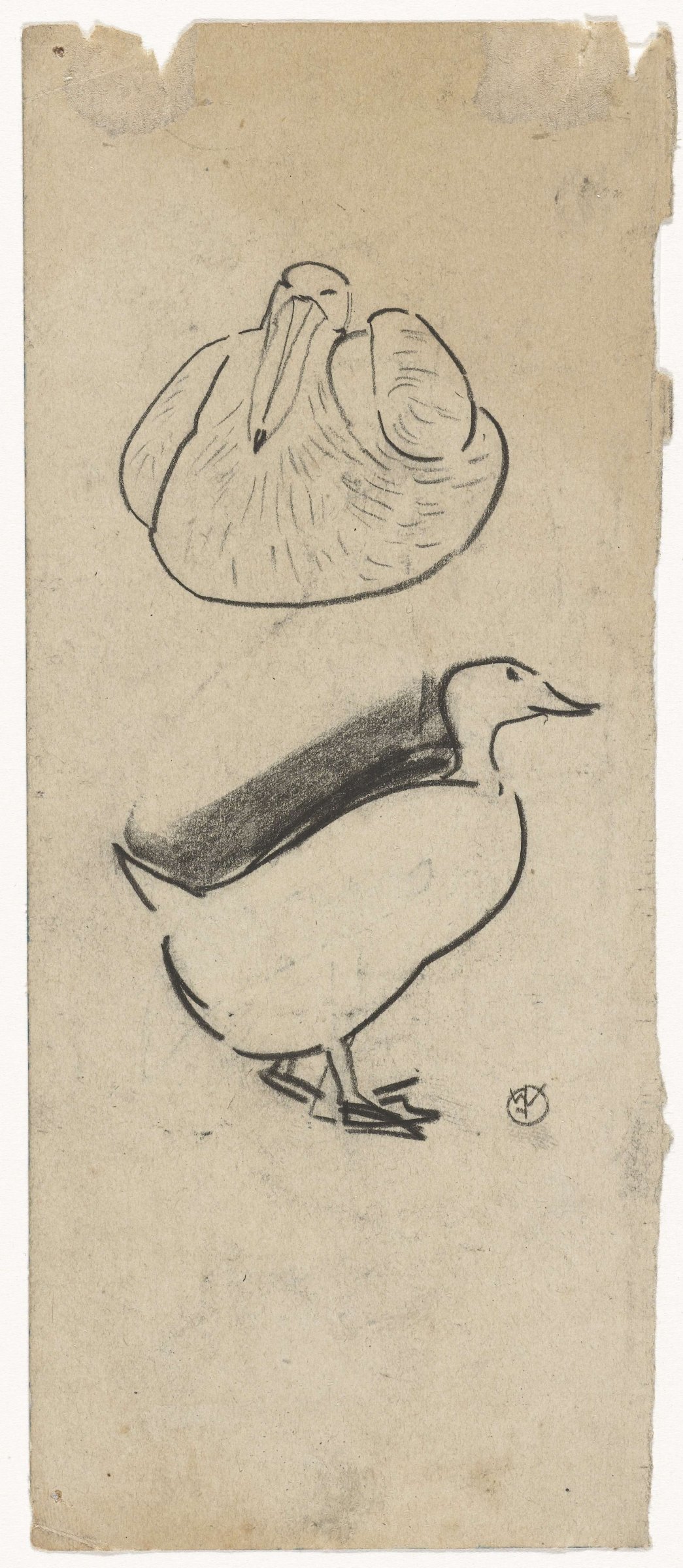 Duck and a seated bird, Gerrit Willem Dijsselhof, 1876 - 1924