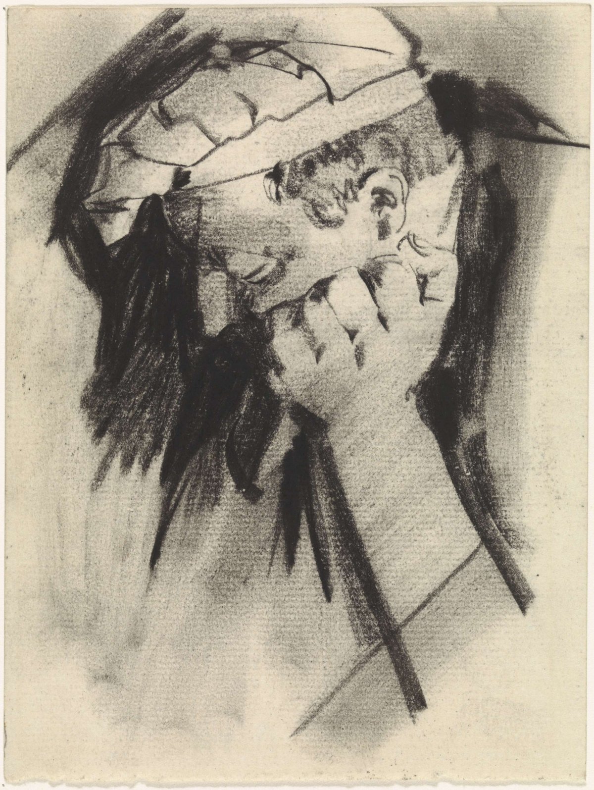 Head of a man with some kind of beret, Gerrit Willem Dijsselhof, 1876 - 1924
