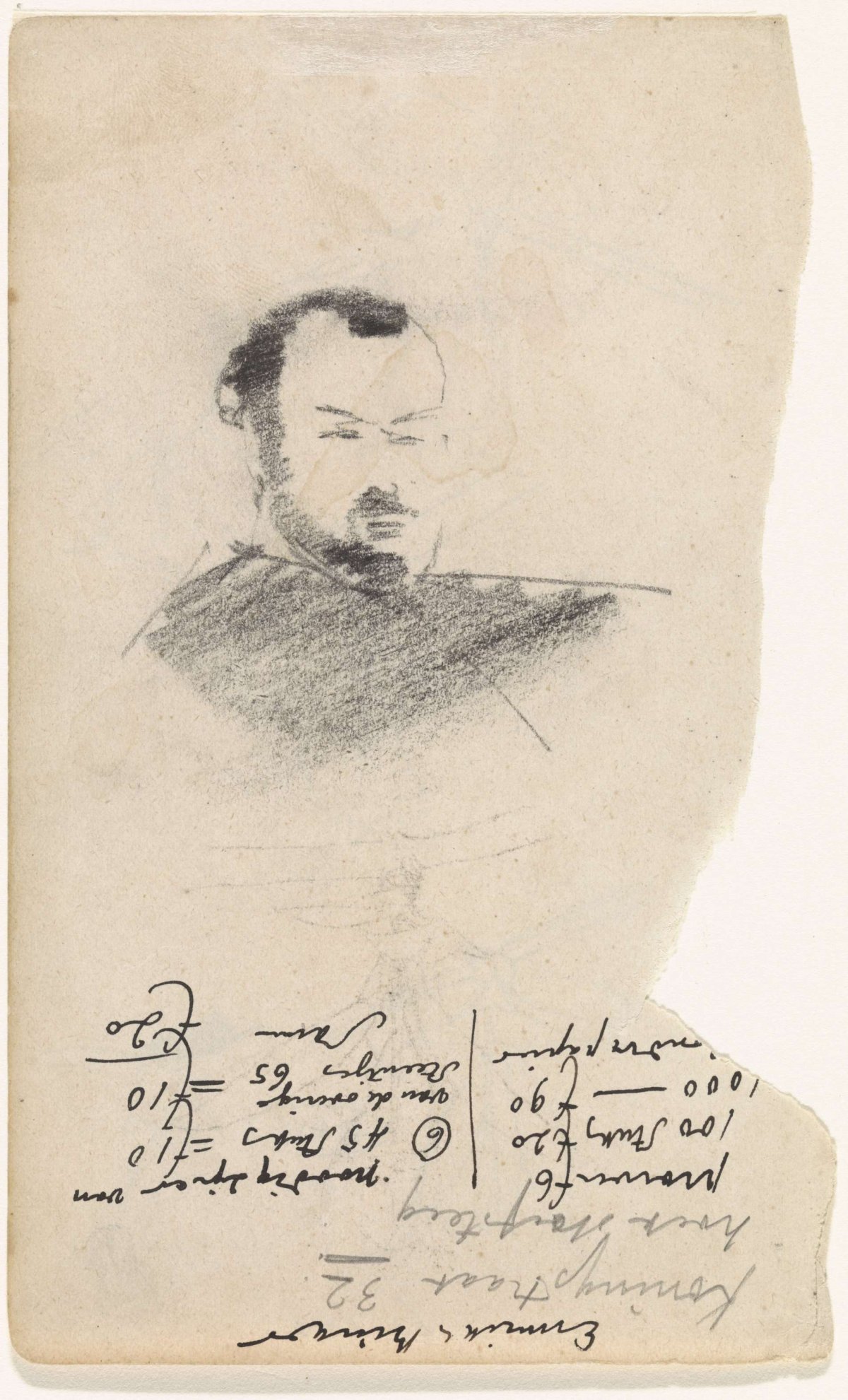 Man head and notes, Gerrit Willem Dijsselhof, 1876 - 1924