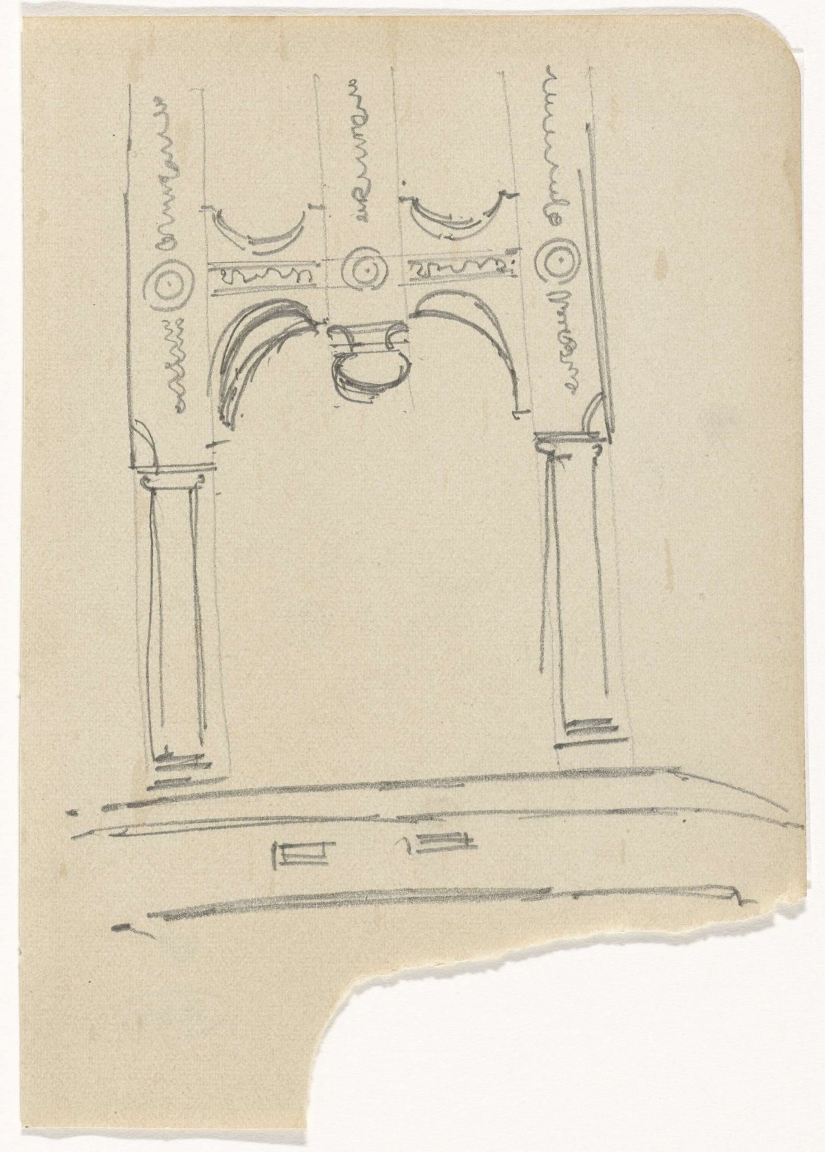 Sketch of the base of a table, Gerrit Willem Dijsselhof, 1876 - 1924