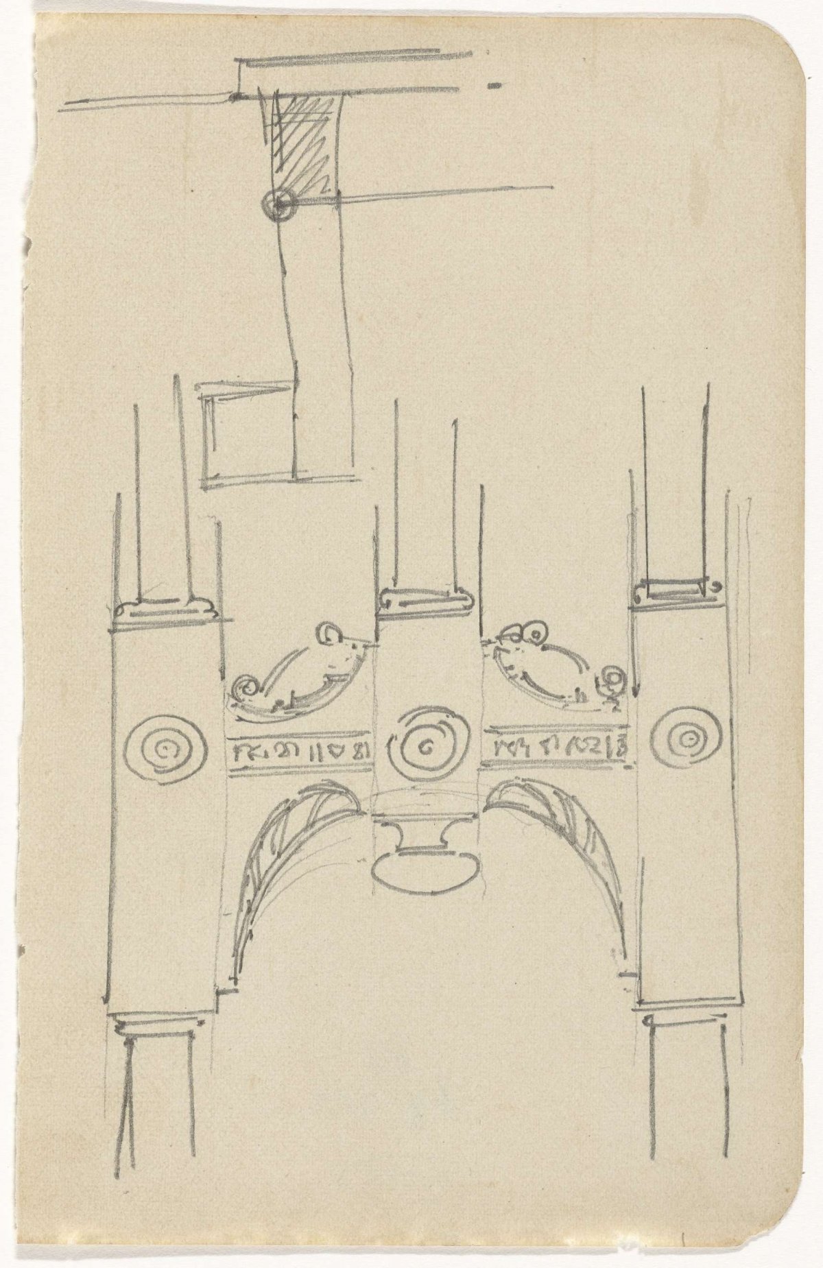Sketch of the base of a table, Gerrit Willem Dijsselhof, 1876 - 1924