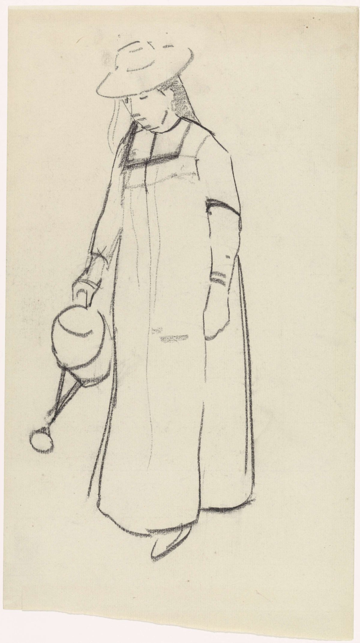 Sketch of a woman watering plants, Gerrit Willem Dijsselhof, 1876 - 1901