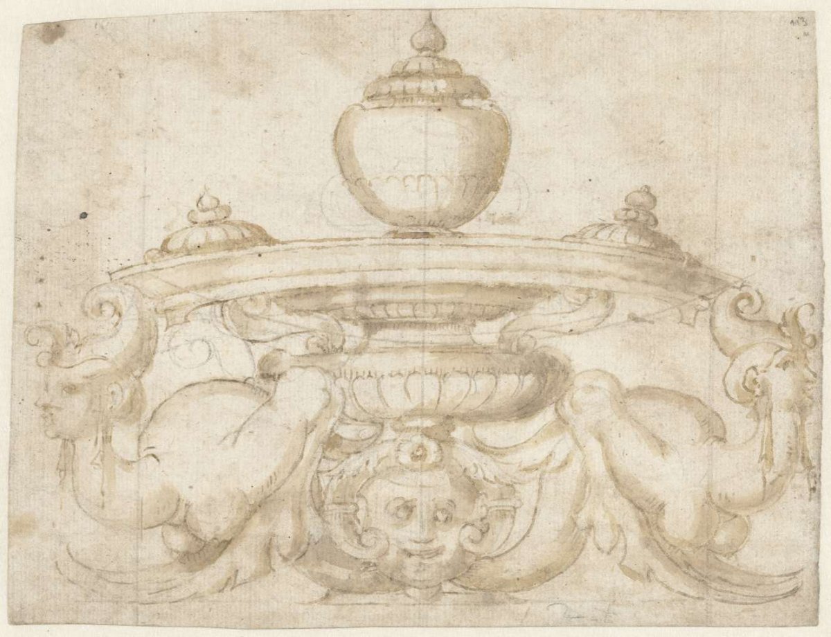 Vase motif supported by two naiad-like figures, Andrea di Cosimo, 1487 - 1548