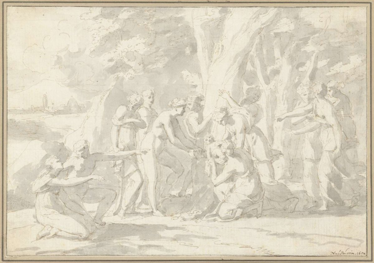 The birth of Adonis from the Myrrha turned into a tree, Nicolas Poussin, 1650