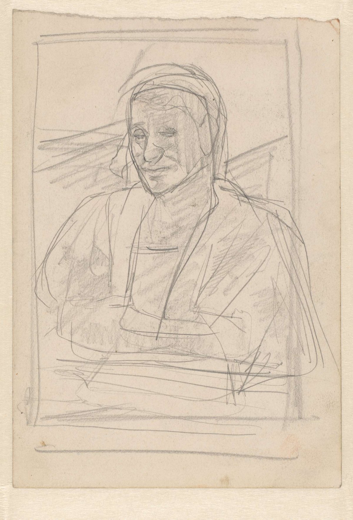 Composition of an old, unknown woman with headscarf, Willem Witsen, 1870 - 1923