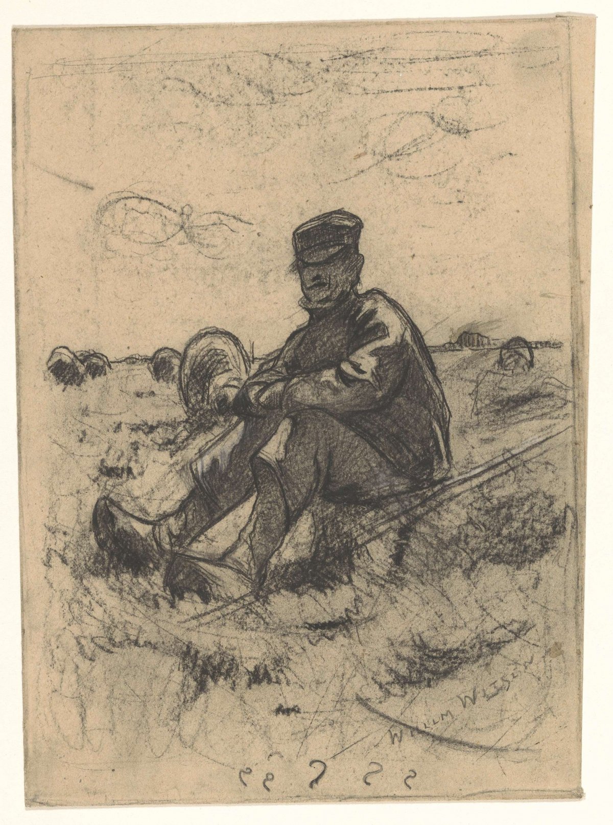 Seated shepherd, Willem Witsen, 1870 - 1923