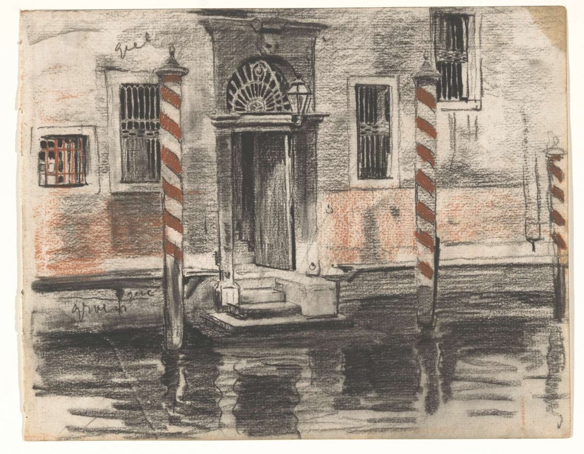 House on the Canale Grande in Venice, with color notes, Willem Witsen, 1870 - 1923