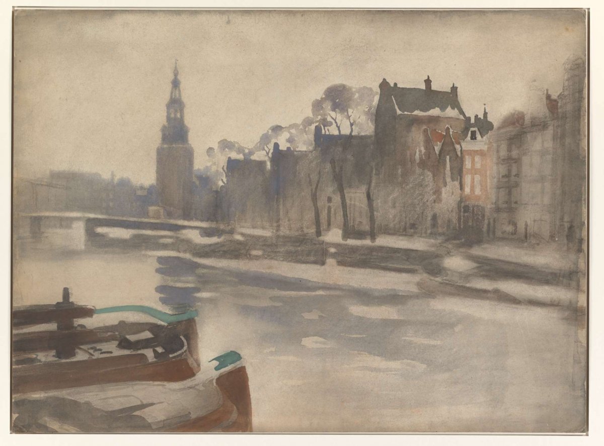 View across the Oude Schans to the Montelbaan Tower, Willem Witsen, 1870 - 1923