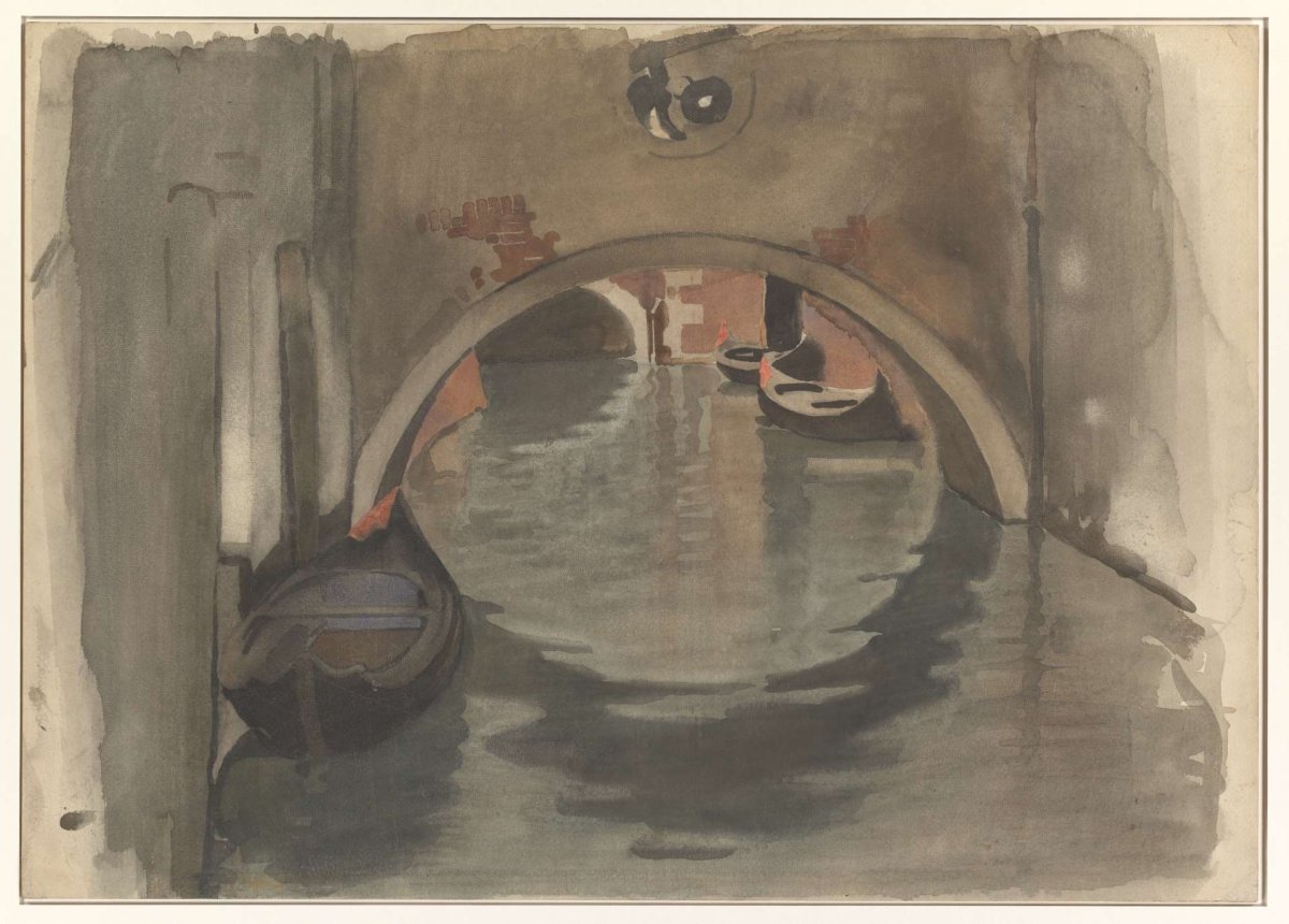 View under an arched bridge in Venice, Willem Witsen, 1870 - 1923