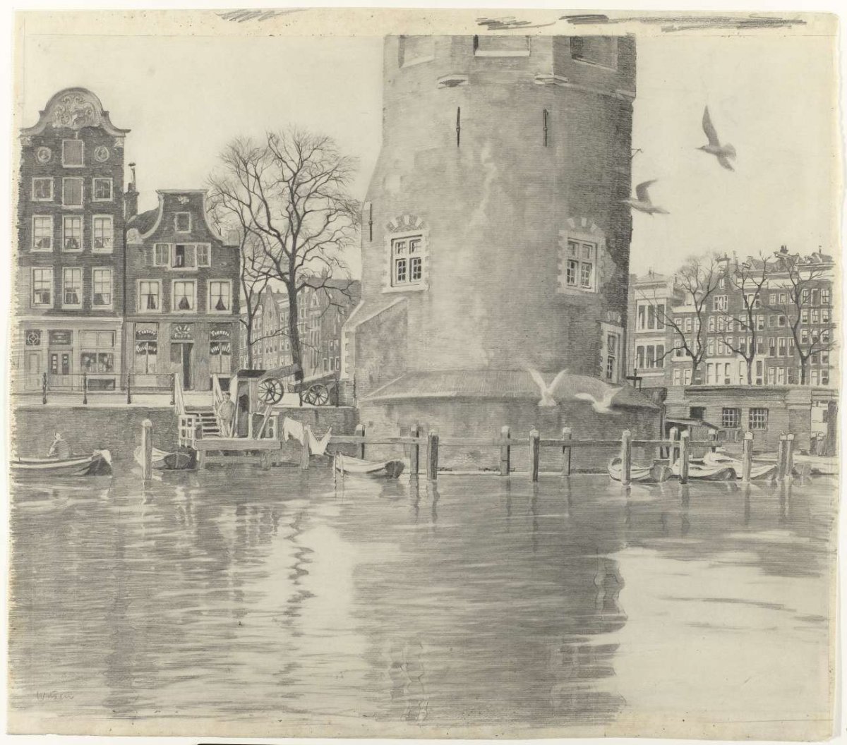 The base of the Montelbaan Tower, Willem Witsen, c. 1911 - c. 1914