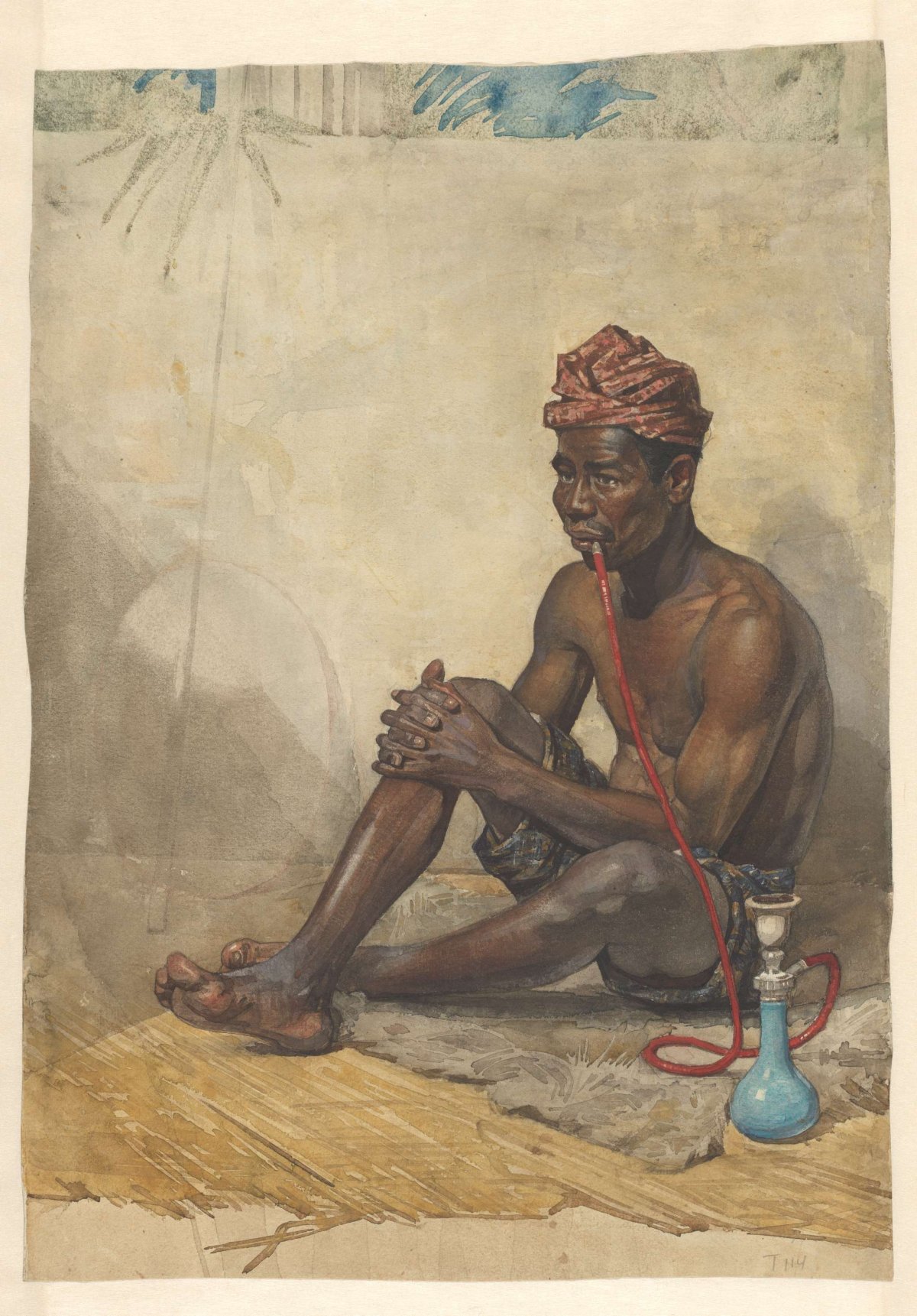 Seated Indian man with bong, Willem Witsen, 1870 - 1923