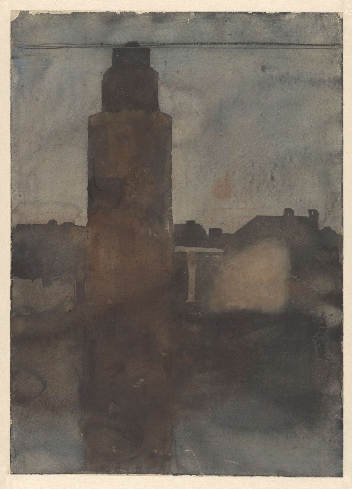 Foot of the Montelbaan Tower, in the evening, Willem Witsen, 1870 - 1923