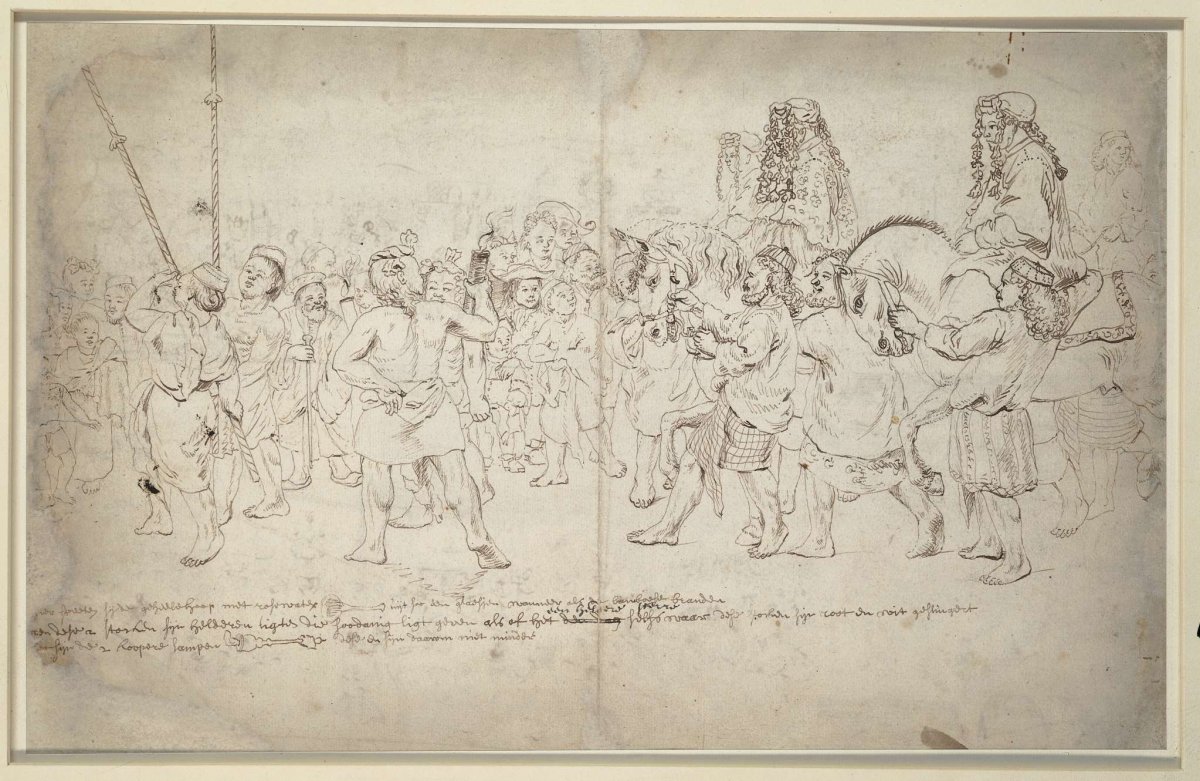 Portion of a wedding procession, Wouter Schouten, c. 1660
