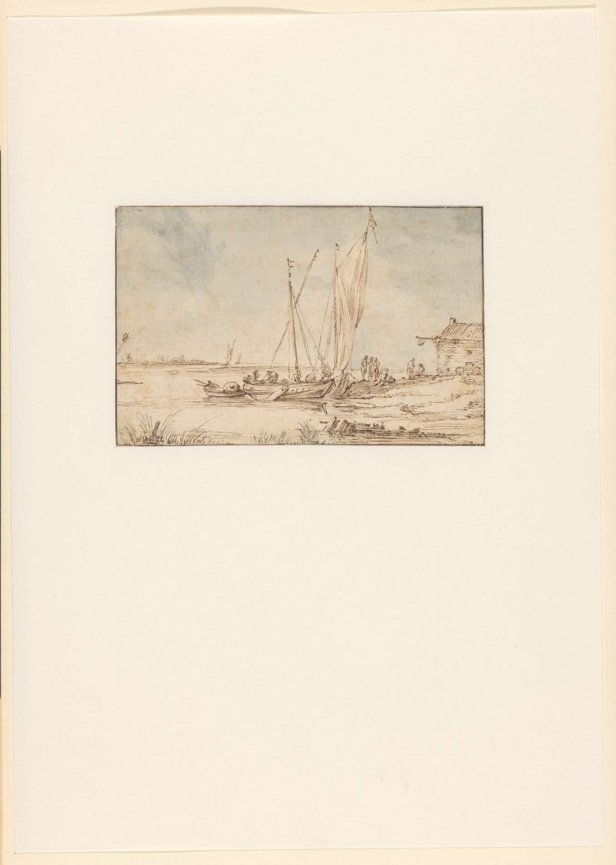 River view with a boat, Nicolaes van Lijnhoven, 1639 - before 1702