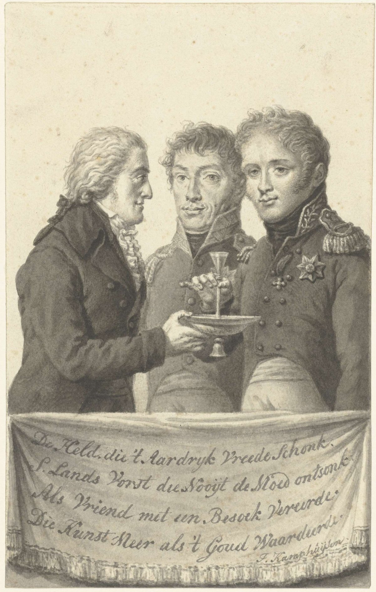 A.J. Brentano offers czar Alexander I a drink, Jan Kamphuijsen, 1814 - 1841
