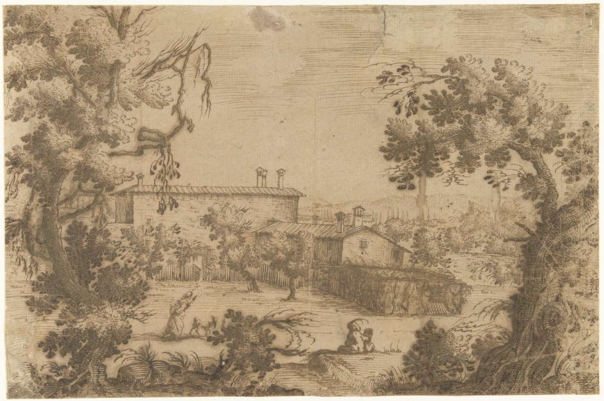 View of a Tuscan village, Remigio Cantagallina, 1626 - 1635