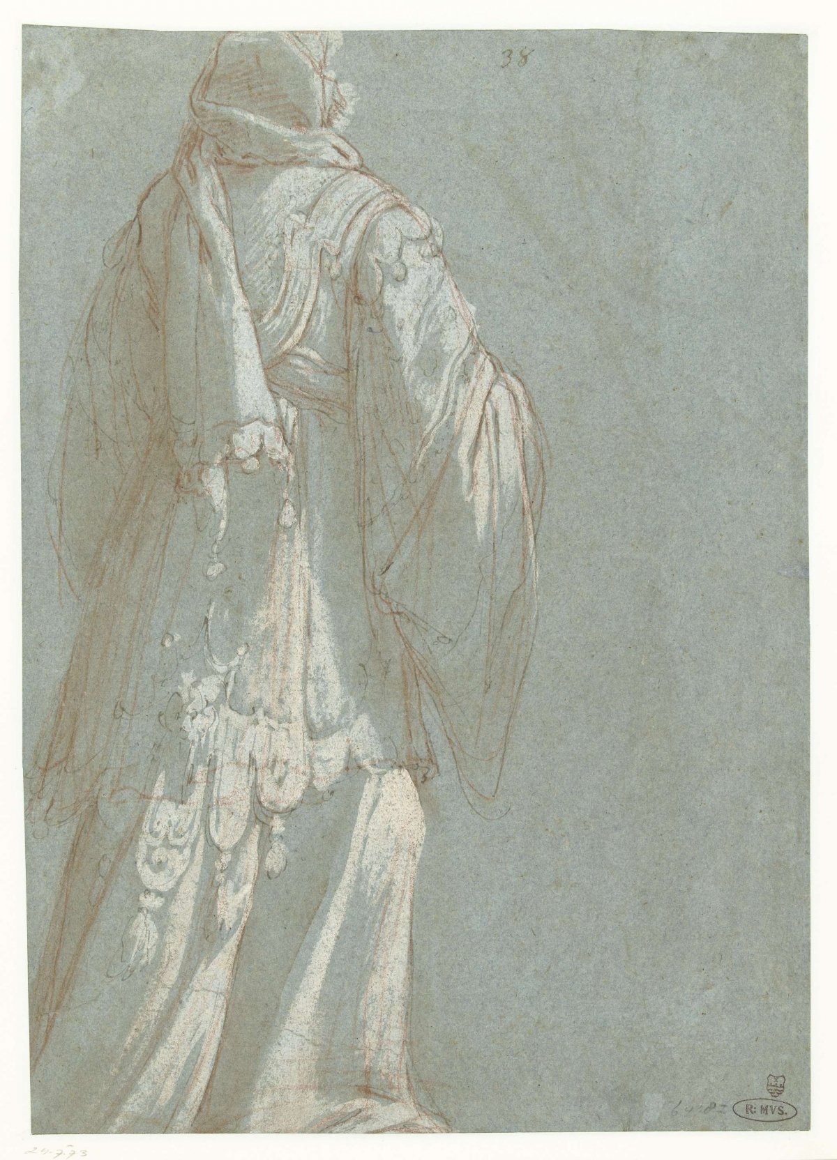 Back figure of a priest, Giovanni Andrea Ansaldo, 1594 - 1615