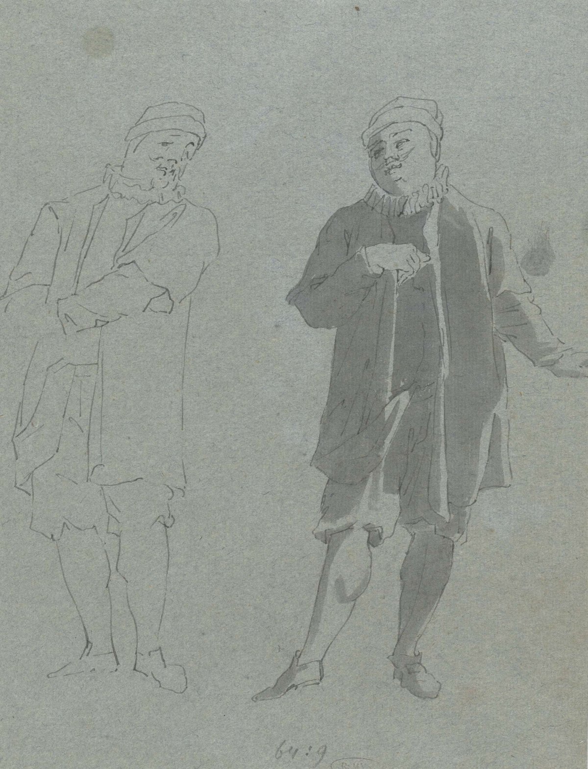 Two studies of a stage actor, Hendrik Pothoven, 1735 - 1807
