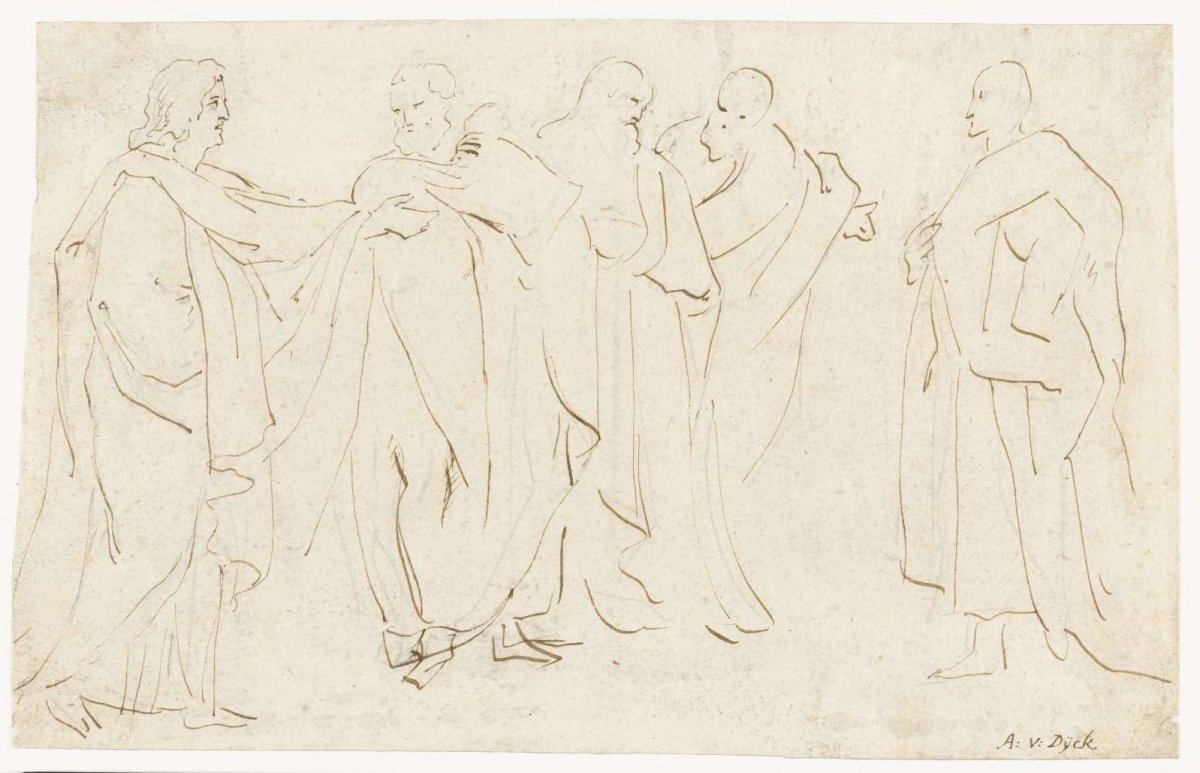 Group of standing men in gowns, Peter Paul Rubens, 1587 - 1640