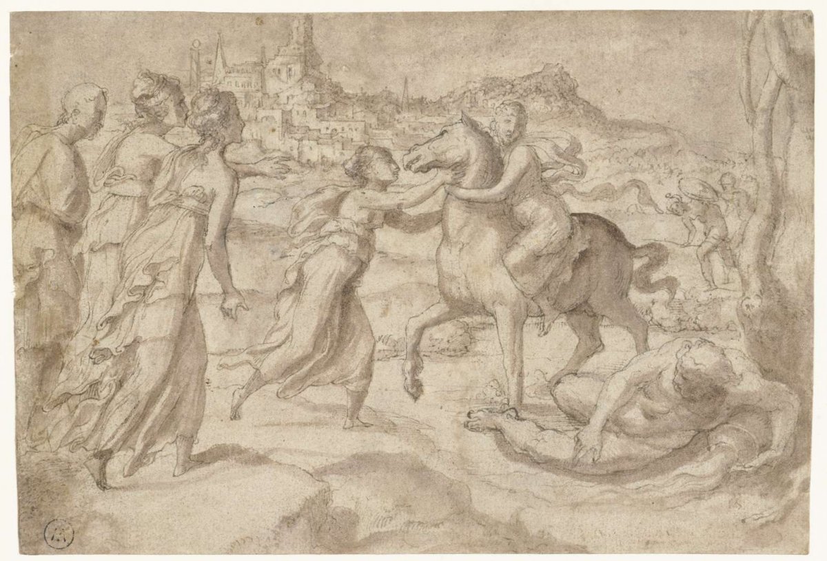 Flight of Cloelia from the army camp of Porsenna, anonymous, 1500 - 1599