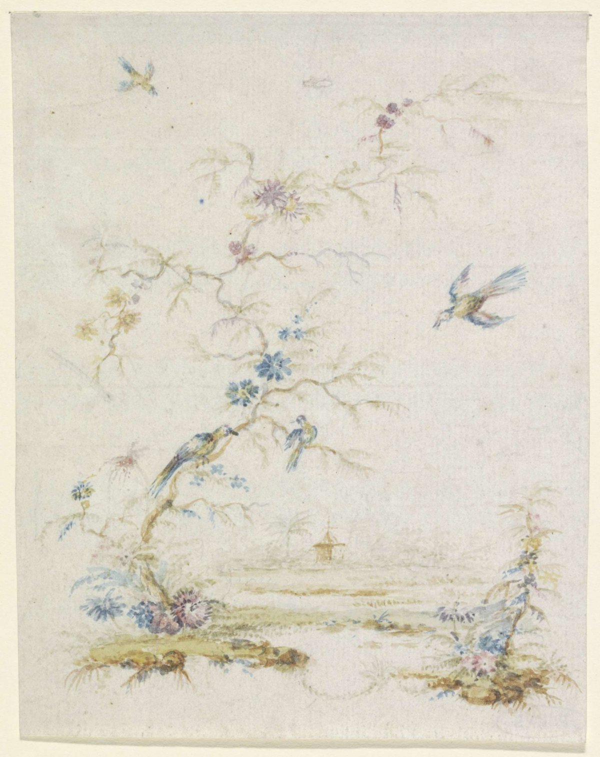 Tree with birds, anonymous, 1600 - 1800