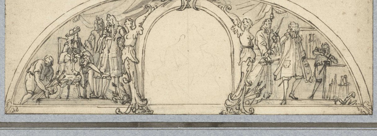 Study for a vignette for a book on fencing (?), Bernard Picart, 1683 - 1733