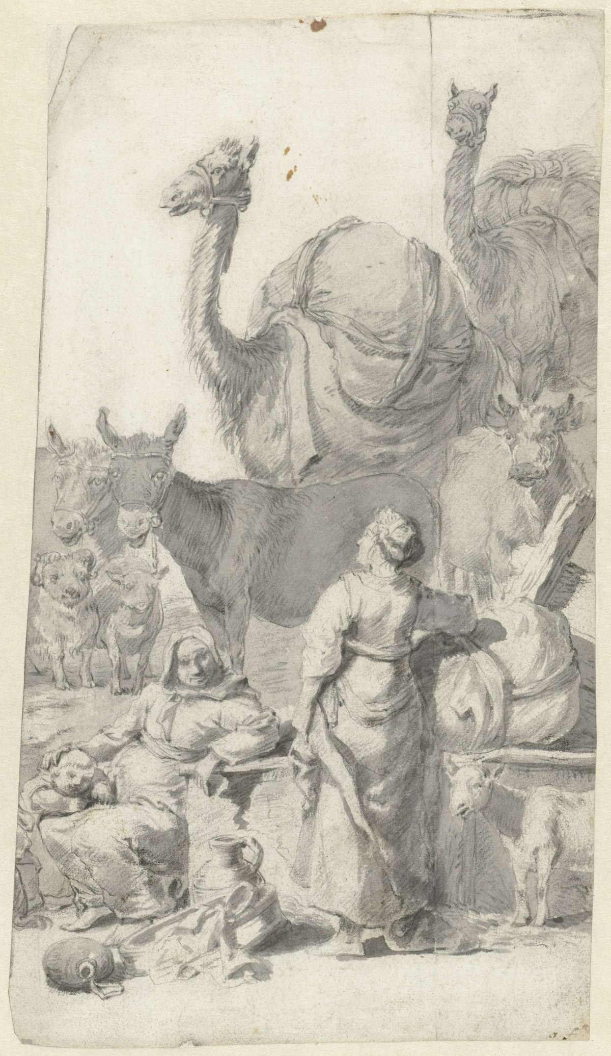 Fragment showing the meeting of Jacob and Esau (?), anonymous, 1600 - 1699