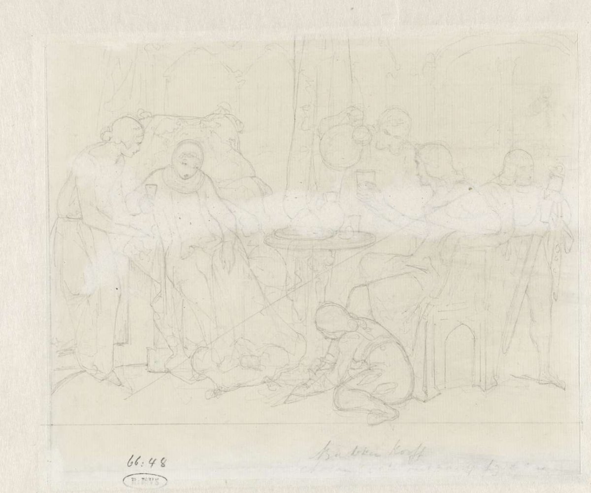 Scene with drinking nobles, Alexander Hugo Bakker Korff, 1834 - 1882