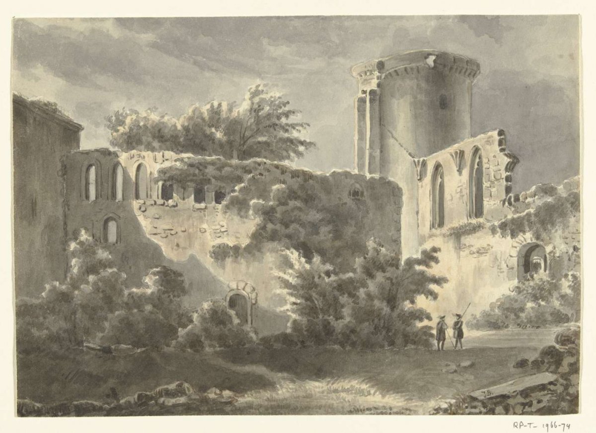 View of the courtyard of Château de Botwel, Jean Bernard, 1775 - 1833