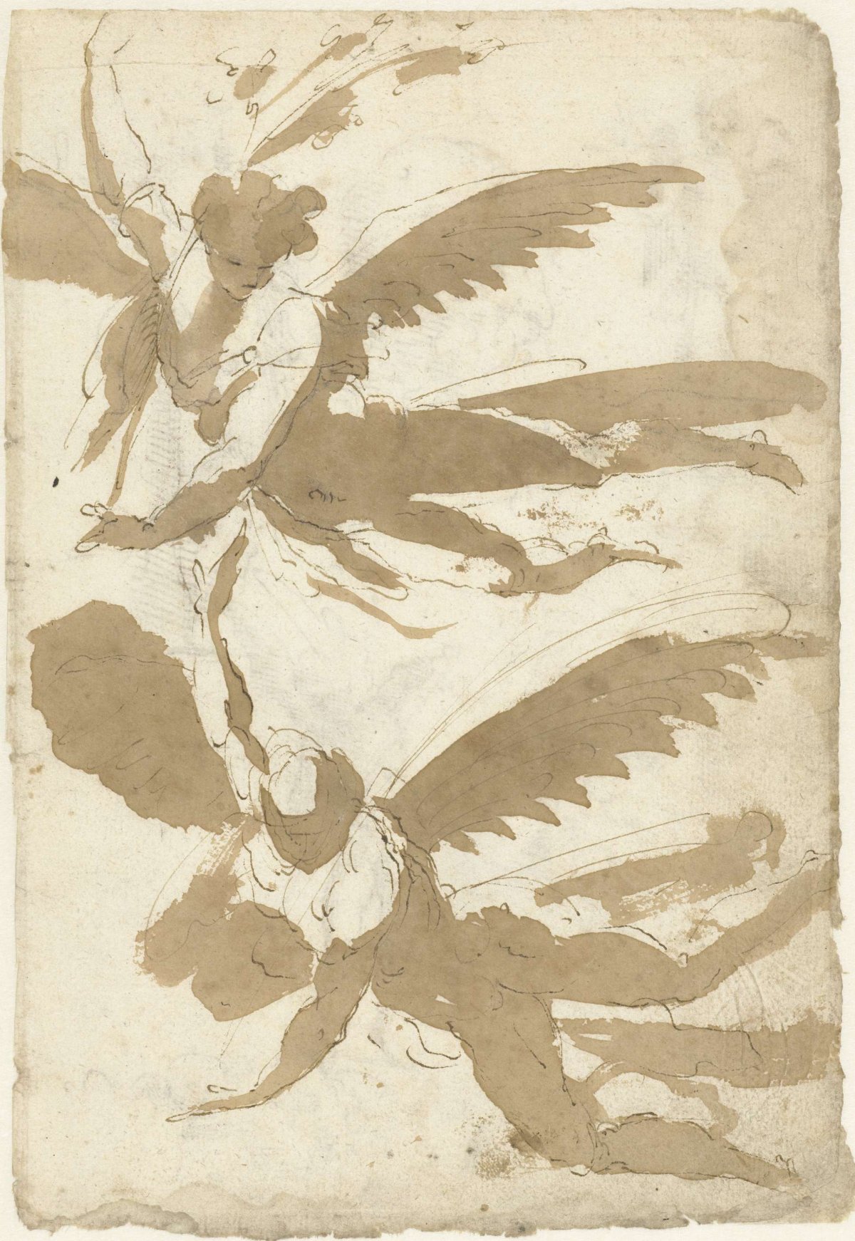 Two studies of a flying angel, Domenico Beccafumi, 1519 - 1547