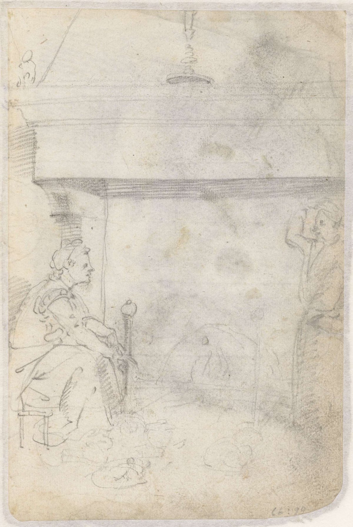 Two people at a chimney, Domenico Beccafumi, 1519 - 1547