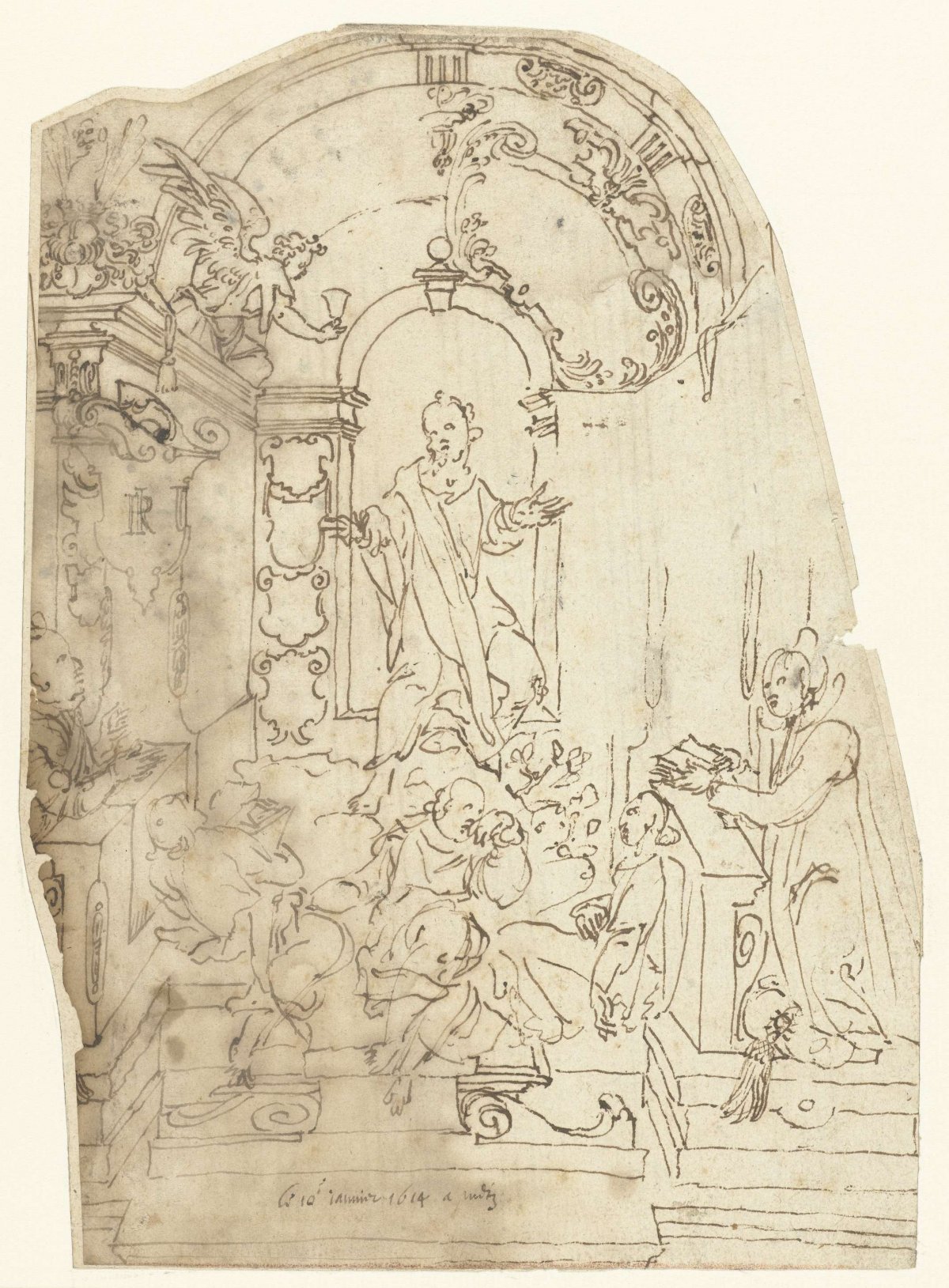 Design for a tomb in the cathedral at Metz, anonymous, 1614