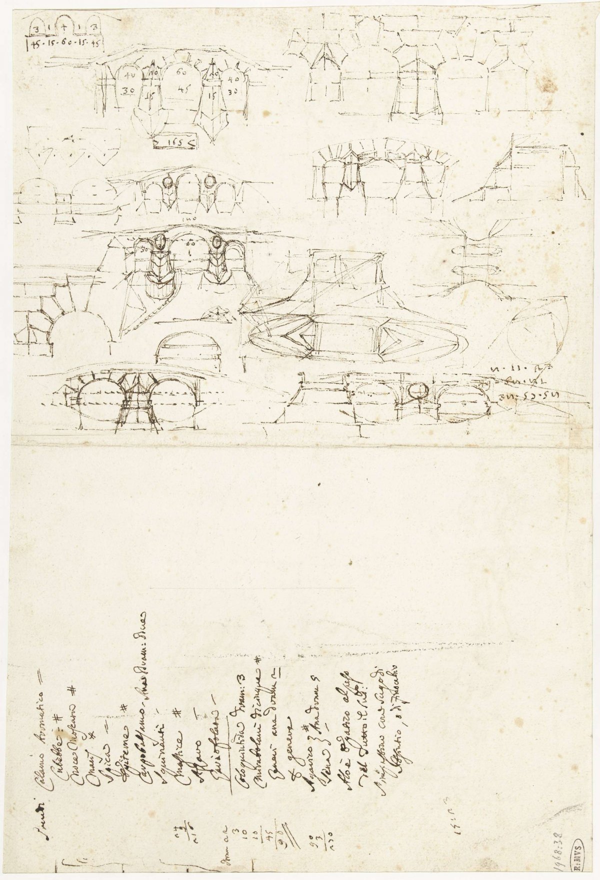 Construction drawing for a bridge, Carlo Maratta, 1635 - 1713