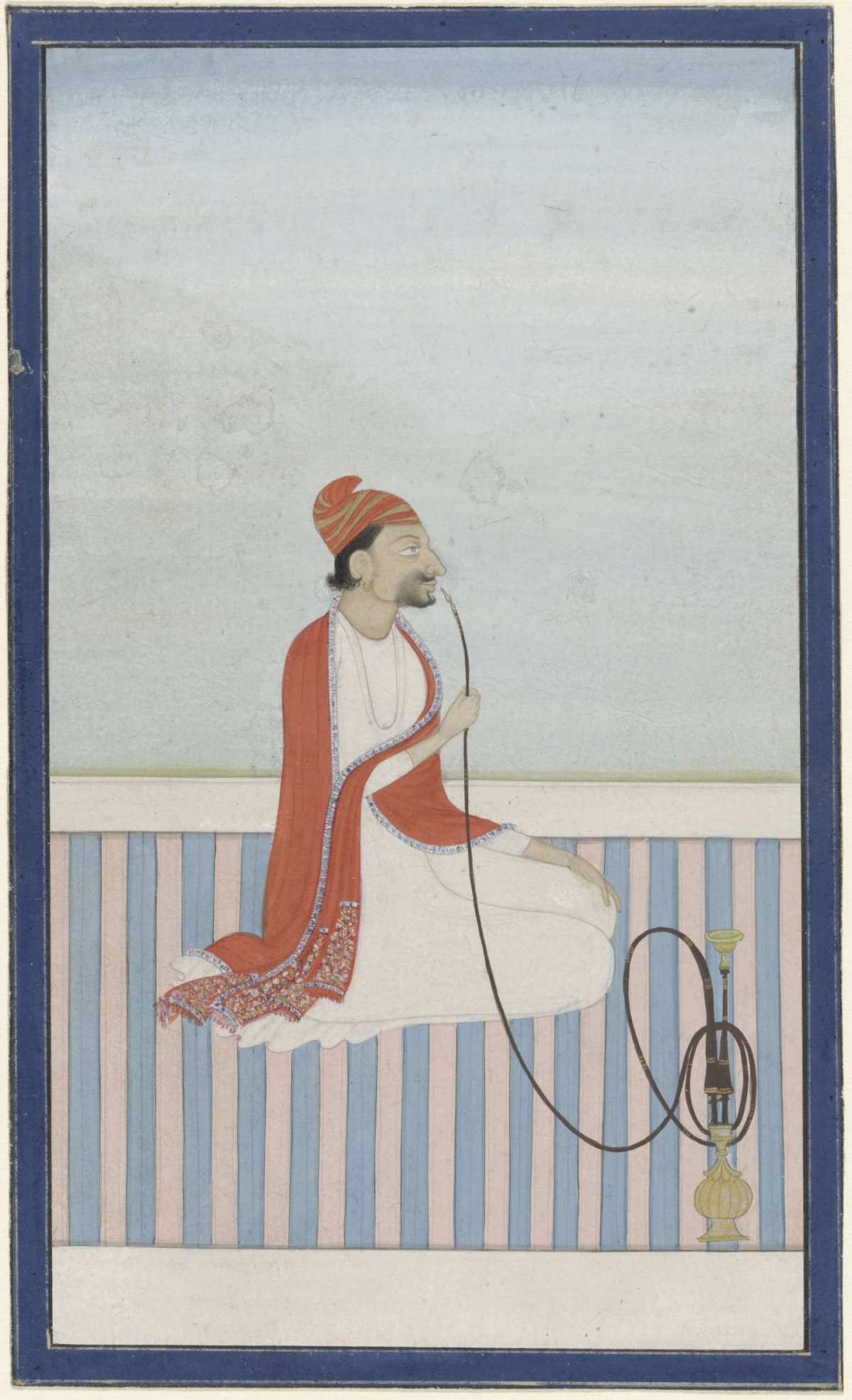 Seated Rajah, smoking a Lukah, anonymous, c. 1700 - c. 1725