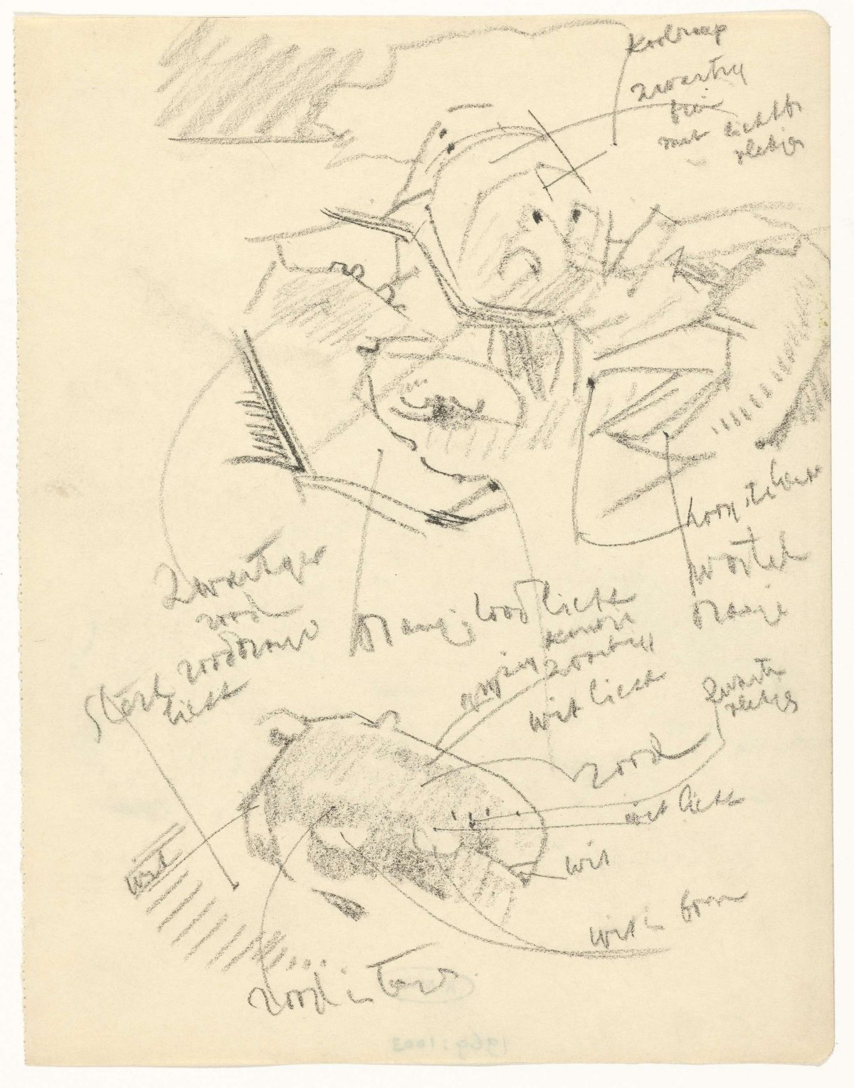 Studies of a lobster, with color notes, Gerrit Willem Dijsselhof, 1876 - 1924