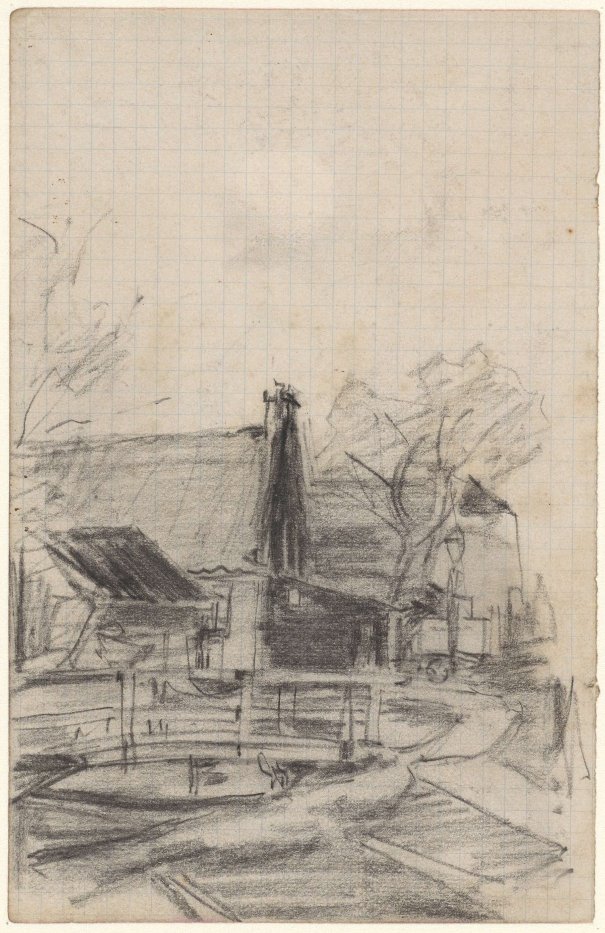 Village houses with a bridge, Theo Nieuwenhuis, 1876 - 1951
