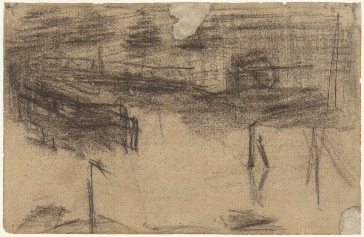 Sketch of a small harbor, Theo Nieuwenhuis, 1876 - 1951