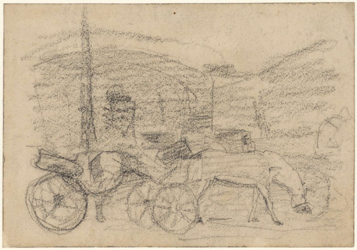 Wachtend koetsje, Berlijn 1888, Theo Nieuwenhuis, 1888