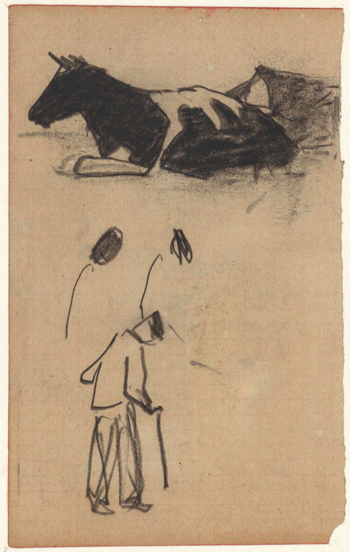 Study of a farmer and a cow, Theo Nieuwenhuis, 1876 - 1951