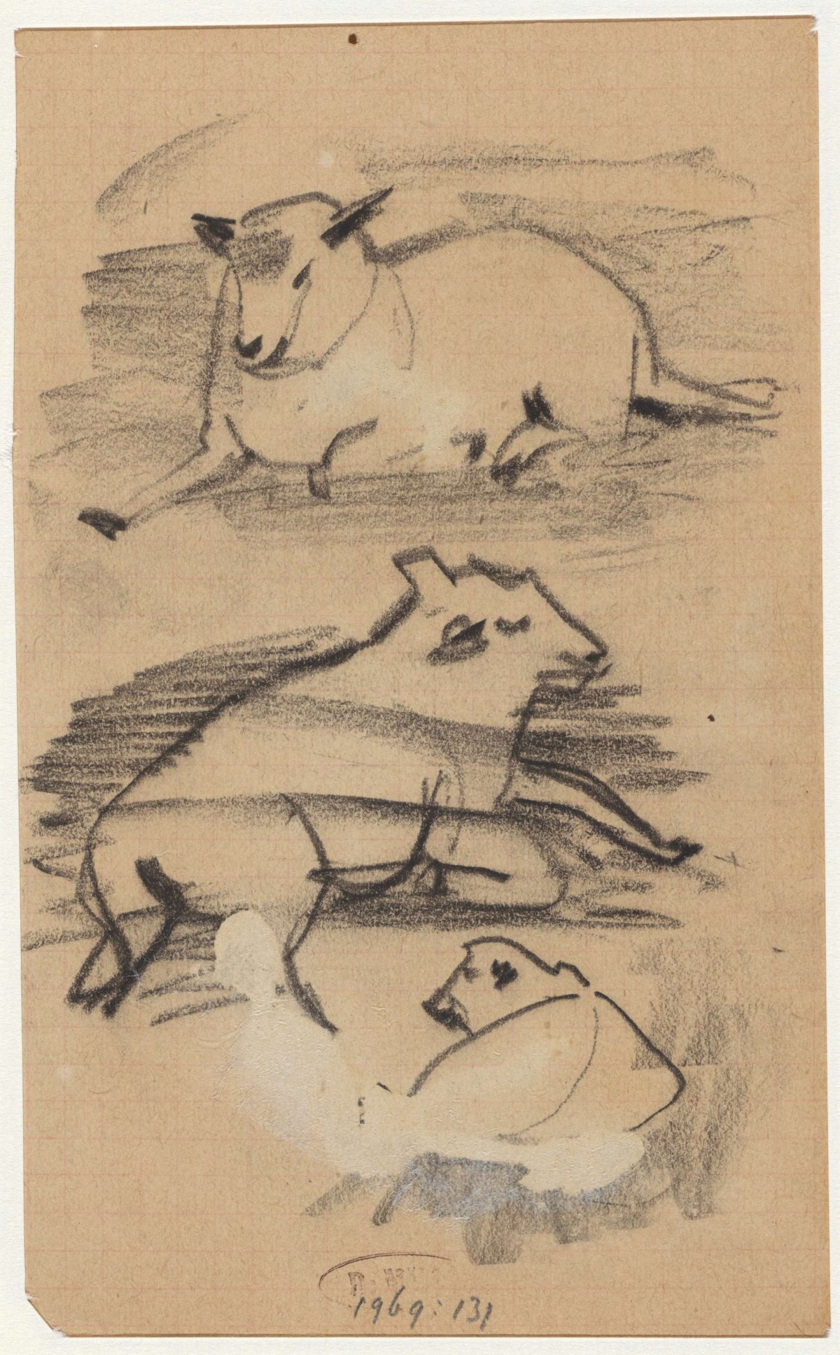 Three studies of a sheep, Theo Nieuwenhuis, 1876 - 1951