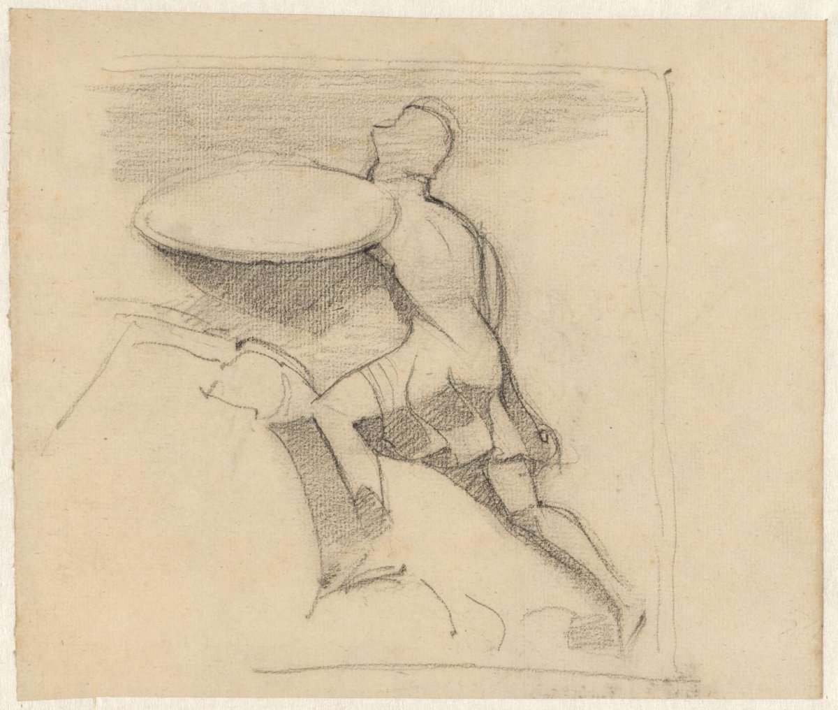 Warrior with shield, after a relief, Theo Nieuwenhuis, 1876 - 1951