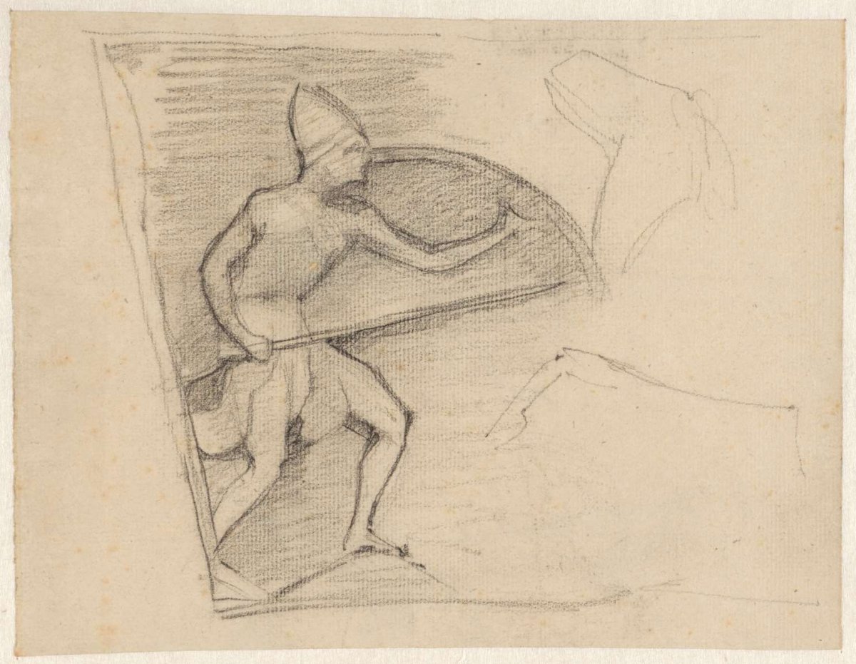 Warrior with shield and sword, Theo Nieuwenhuis, 1876 - 1951