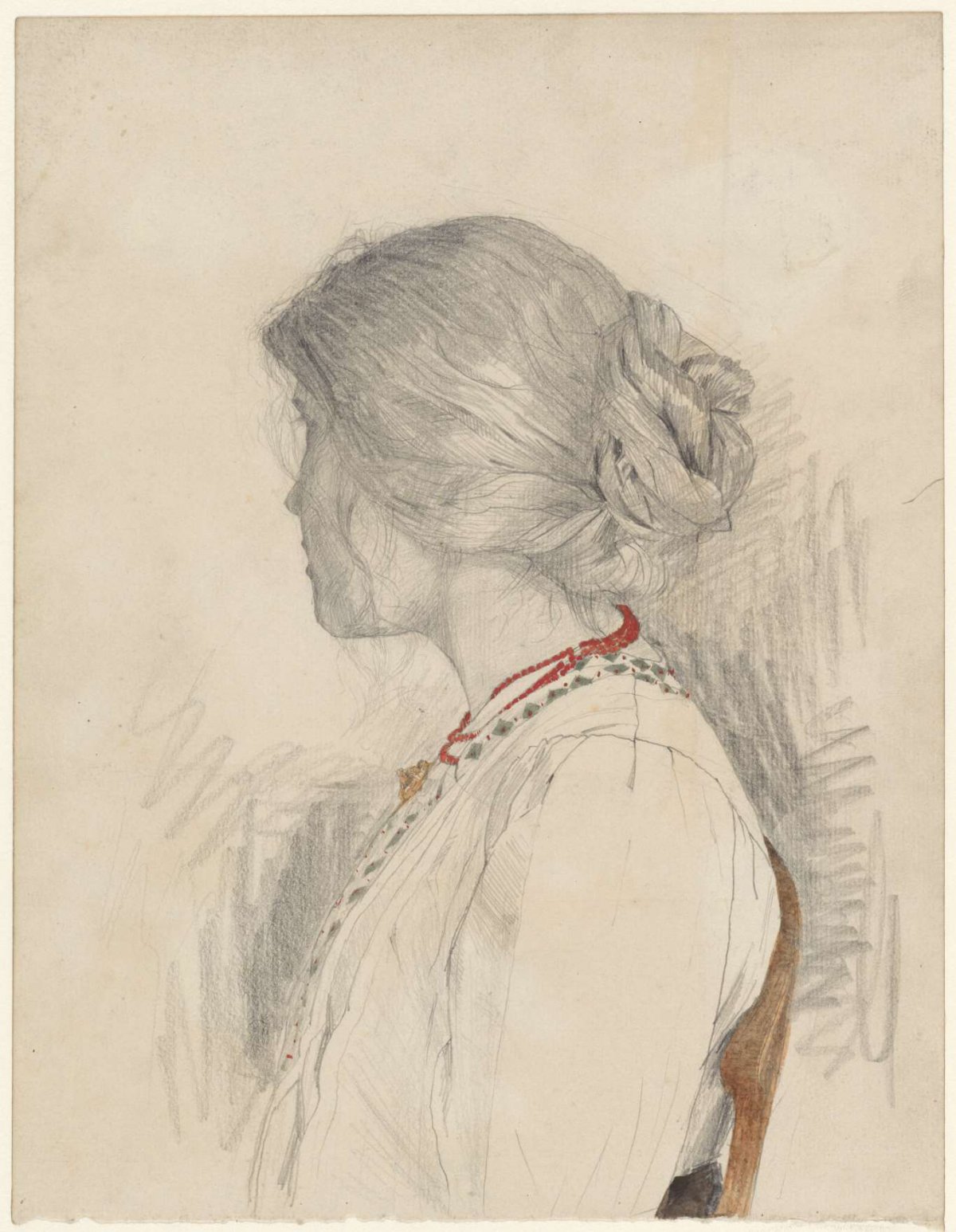 Study of a woman in a chair, in profile to the left, Theo Nieuwenhuis, 1876 - 1951