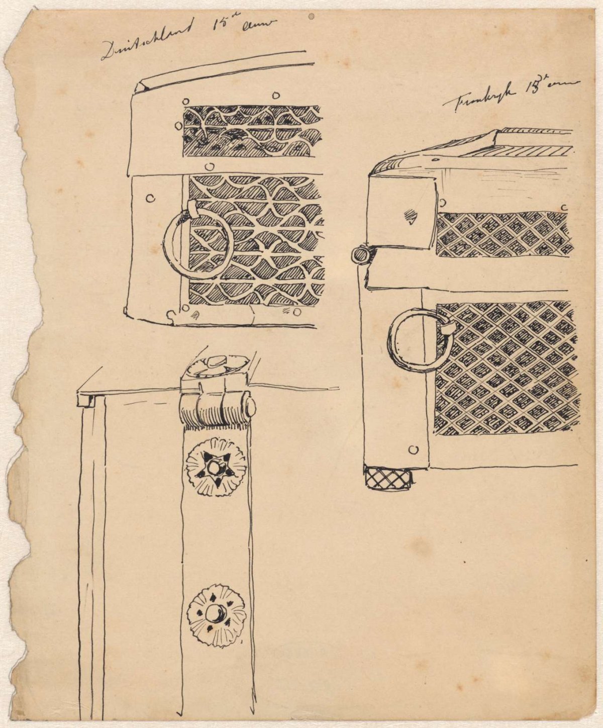 Fittings on German and French chests., Theo Nieuwenhuis, 1876 - 1951